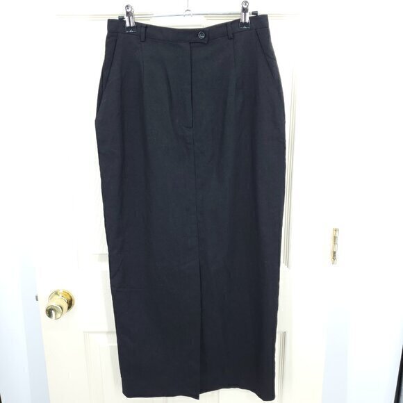 VTG 1990s Halston Linen/Cotton Maxi Skirt 8 Black - Picture 1 of 16